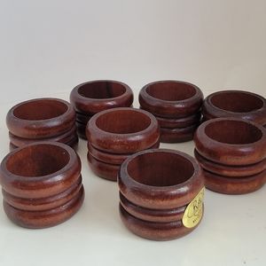 Vintage Price Products Wooden Napkin Rings, Vintage Dining,  Tiki Table Decor, 8